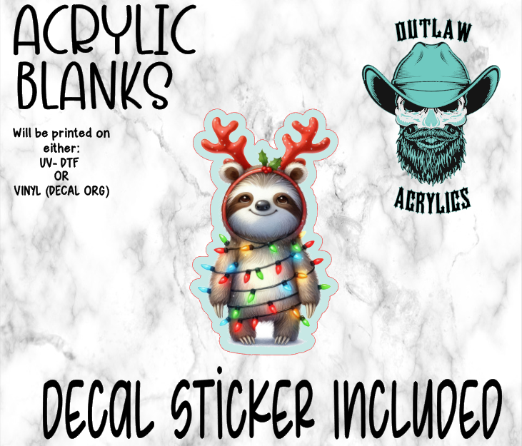 Happy Festive Sloth Acrylic & Decal Set