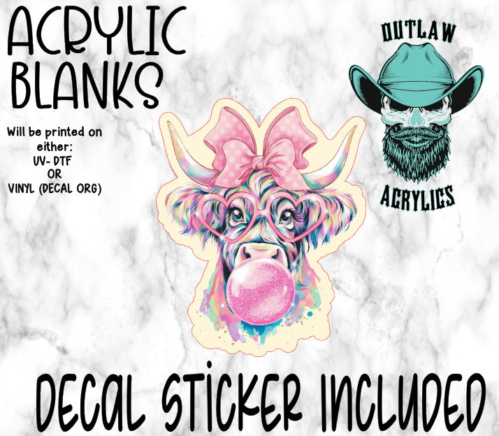 Bubblegum Highland Acrylic & Decal Set