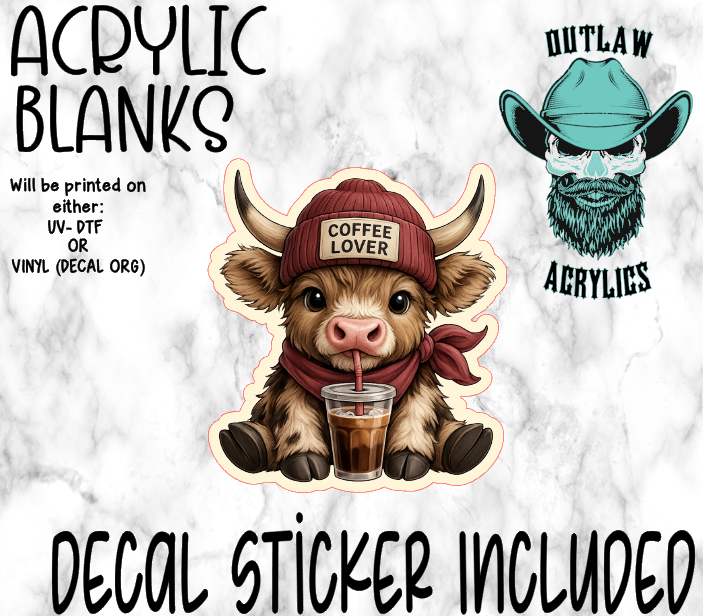 Coffee Lover Highland Acrylic & Decal Set