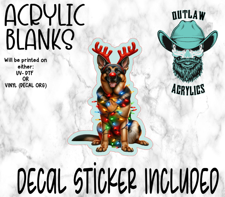 Festive German Shepherd Acrylic & Decal Set