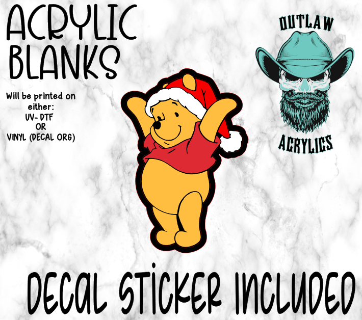 Bear Red Shirt Santa Hat Acrylic & Decal Set