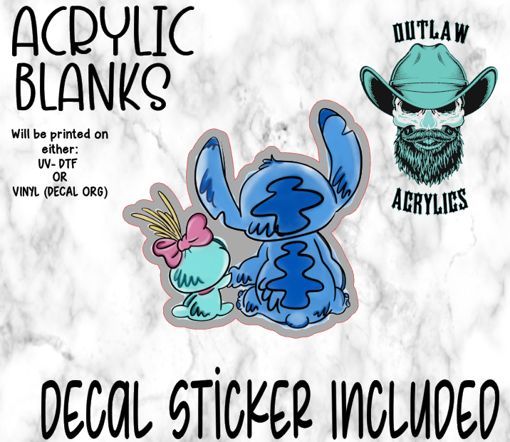 Blue Alien & Doll Sitting Acrylic & Decal Set