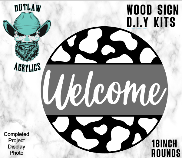 Cow Print Welcome Wood Door Sign Kit