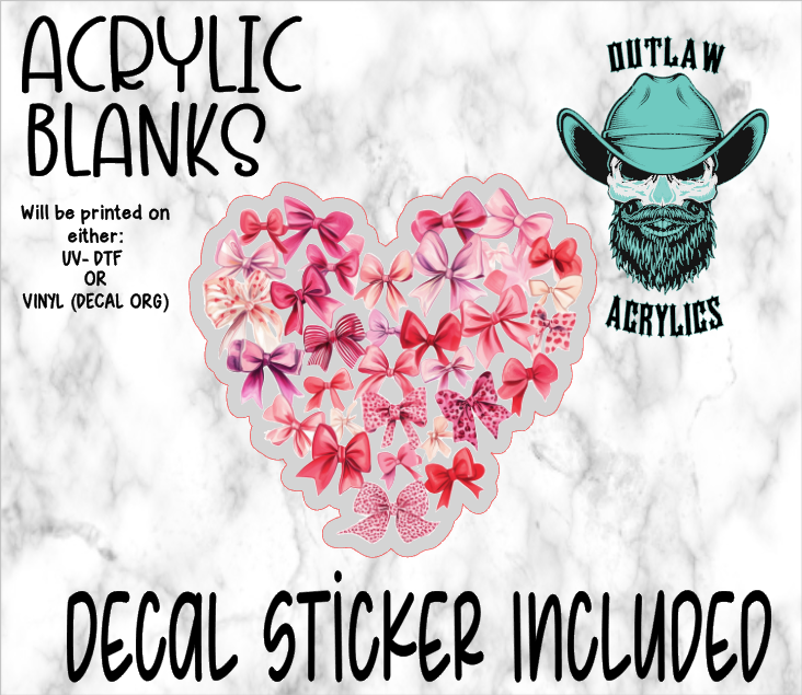 Heart Bow Acrylic & Decal Set