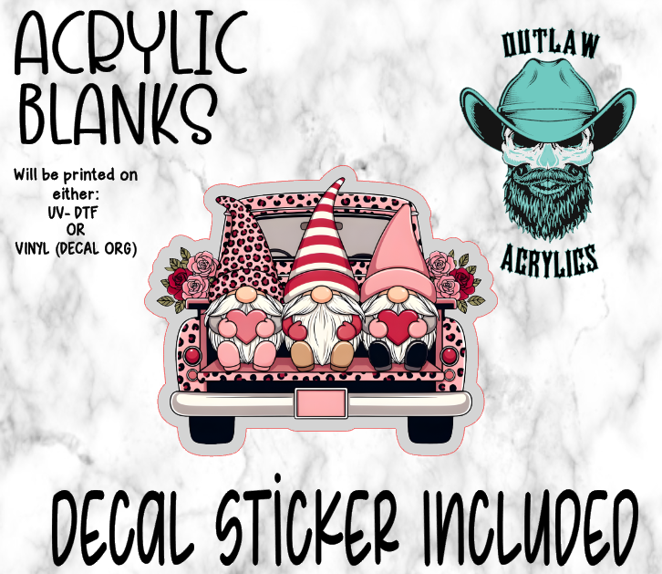 Valentine Leopard Gnome Truck Rear Acrylic & Decal Set
