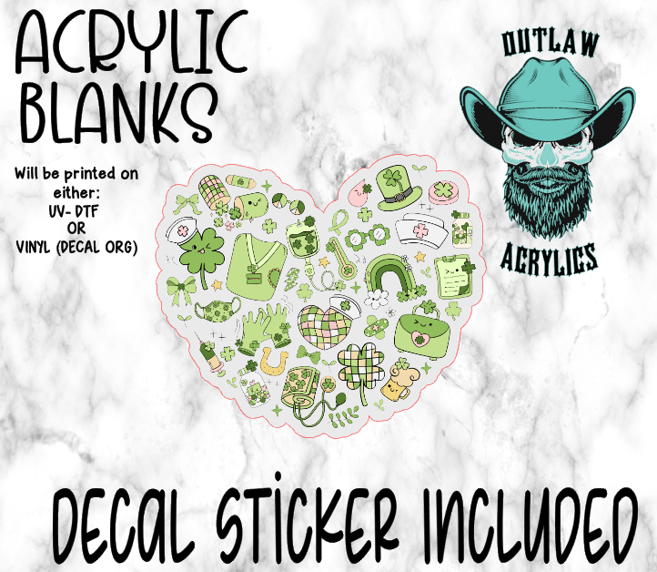 Retro Patrick's Heart Acrylic & Decal Set