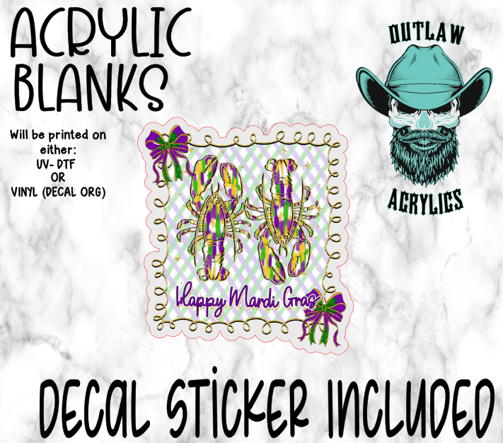 Happy Mardi Gras Acrylic & Decal Set