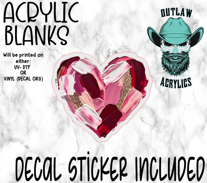 Brushed Patch Valentine Heart Acrylic & Decal Set