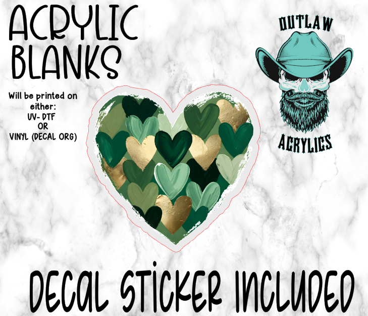 St. Patricks Heart Acrylic & Decal Set