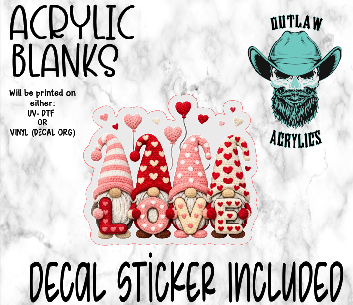 Love Yarn Gnomes Acrylic & Decal Set
