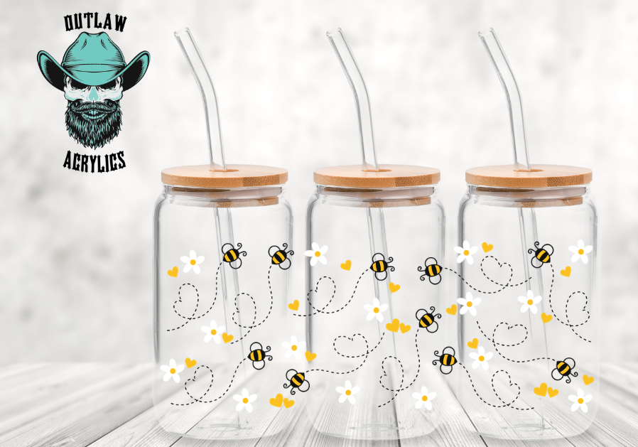 Bee Daisy Glass Wrap
