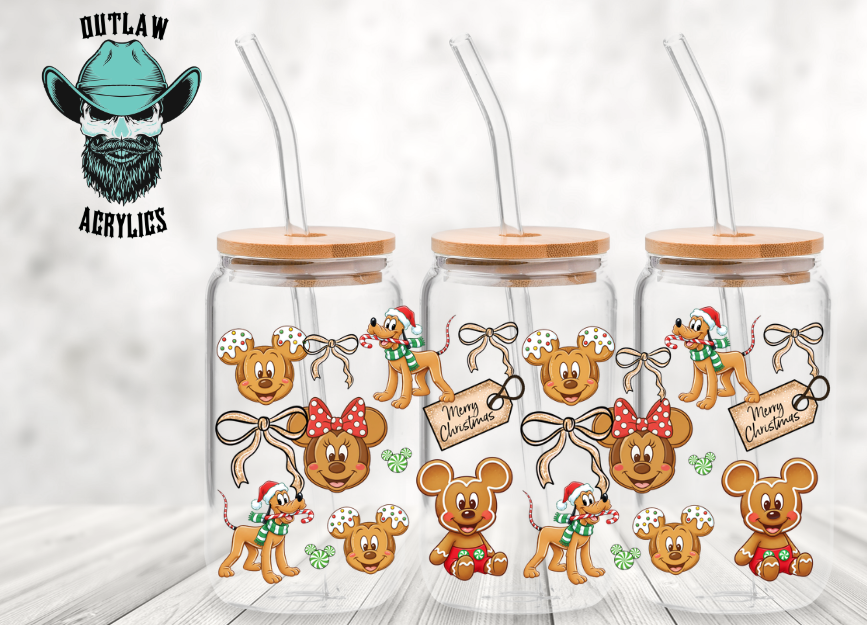 Mouse Dog Christmas Glass Wrap