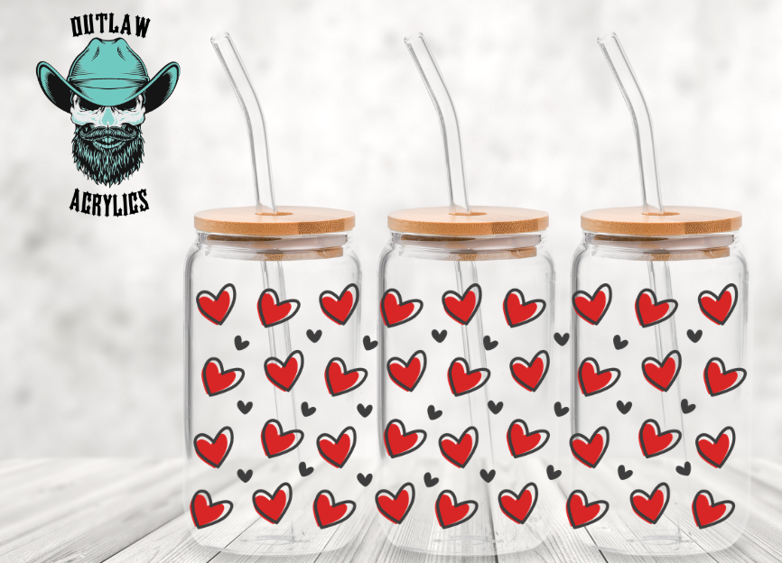 Valentine Red Hearts Glass Wrap