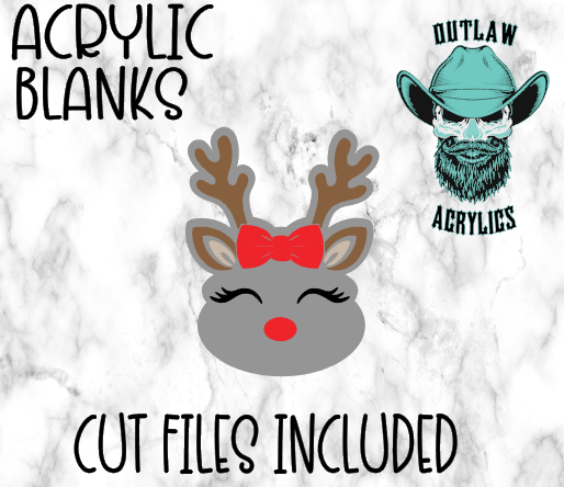 Girl Deer Bow Face Badge Reel Acrylic