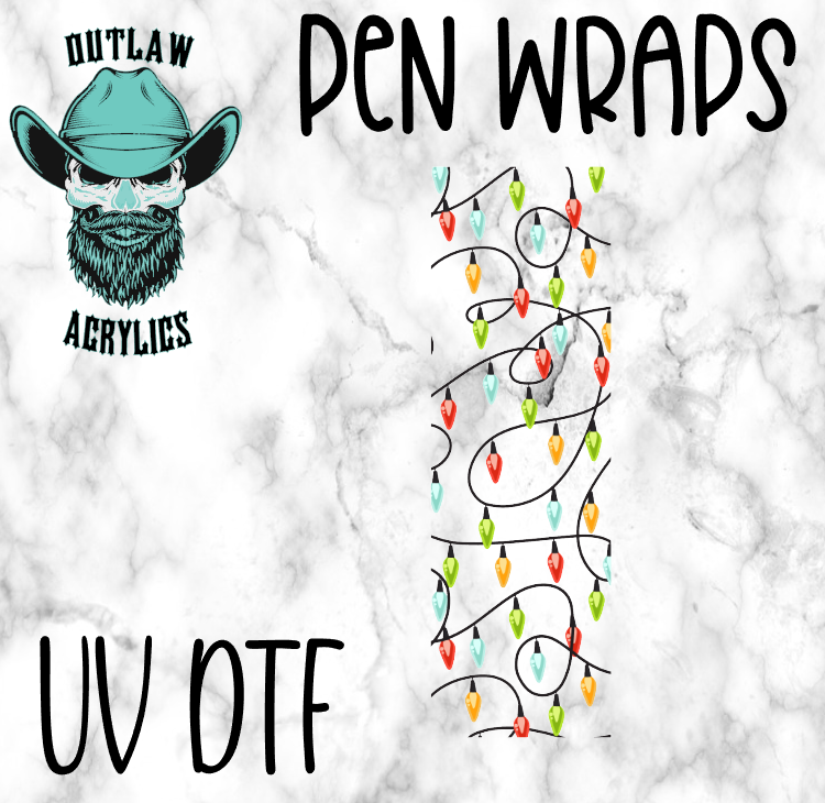 Christmas Lights Pen Wrap UV-DTF