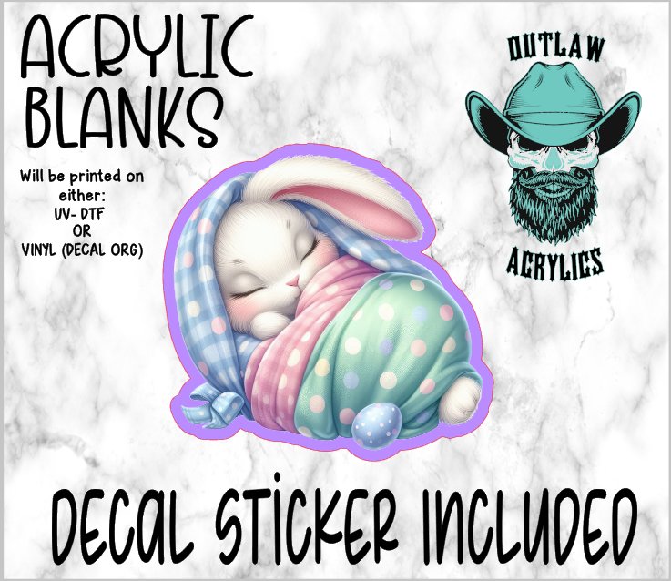 Sleeping Wrapped Bunny Acrylic & Decal Set