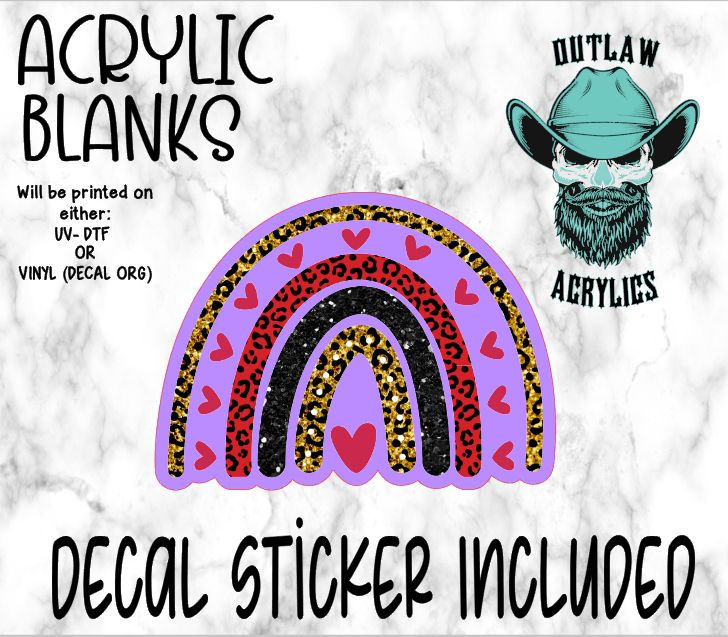 Glitter Hearts Rainbow Acrylic & Decal Set