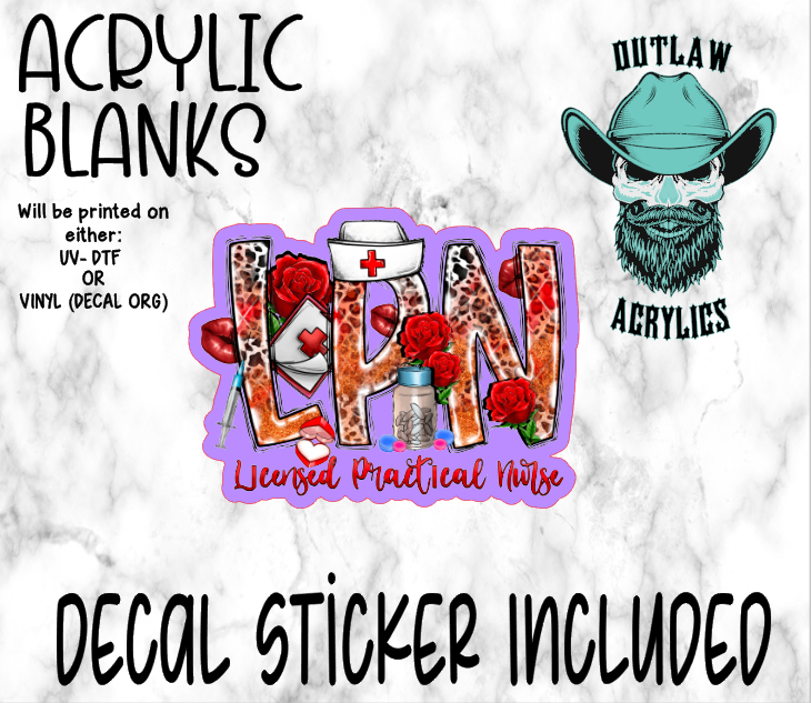 L.P.N. Roses Acrylic & Decal Set