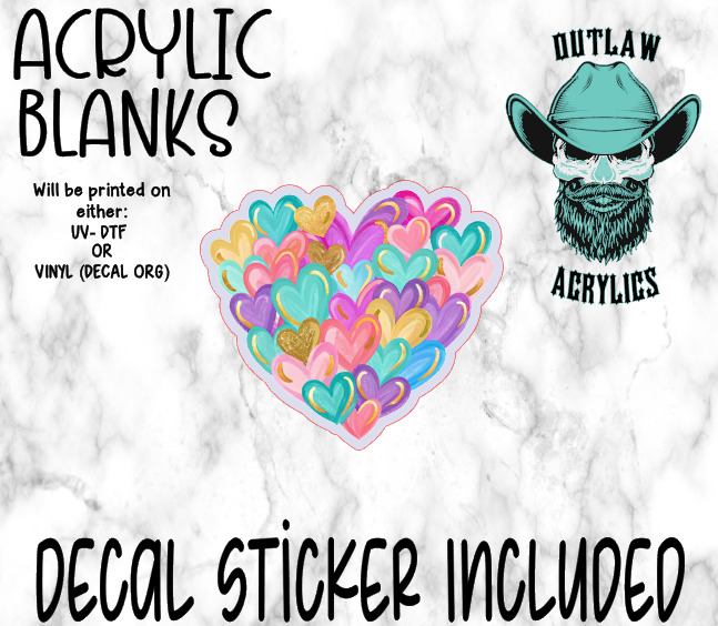 Pastel Gold Heart Acrylic & Decal Set