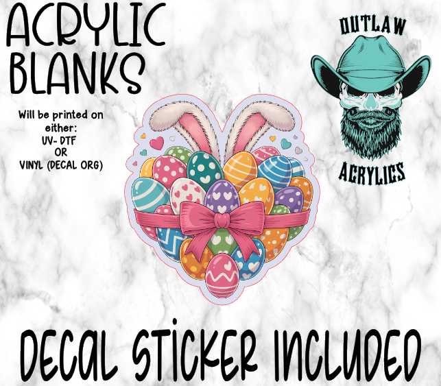 Easter Bunny Ears Egg Heart Acrylic & Decal Set