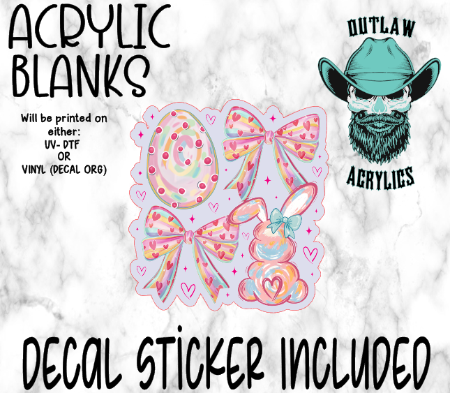 Pastel Brushed Egg Bow Acrylic & Decal Set