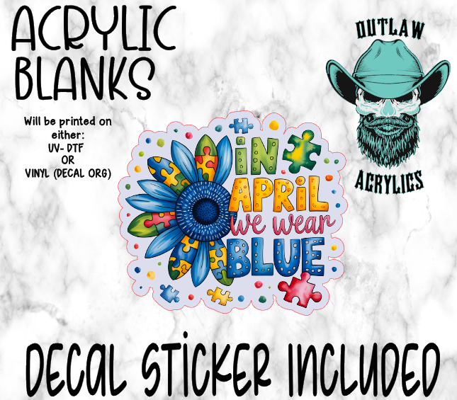 Blue Style Sunflower Acrylic & Decal Set