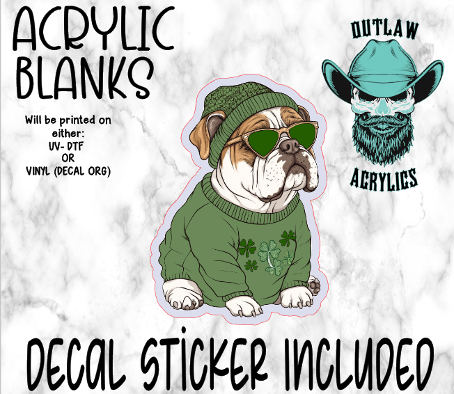 St Patrick Bulldog Acrylic & Decal Set