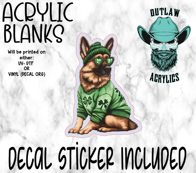 St Patrick German Shep Acrylic & Decal Set