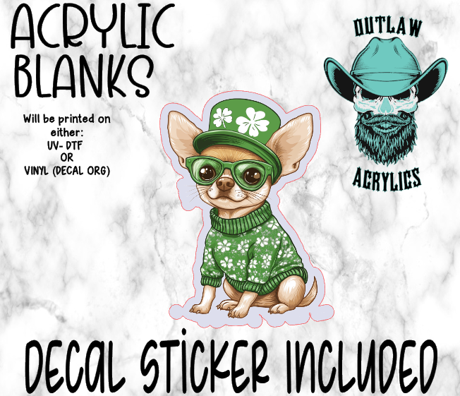St Patrick Chihuahua Acrylic & Decal Set