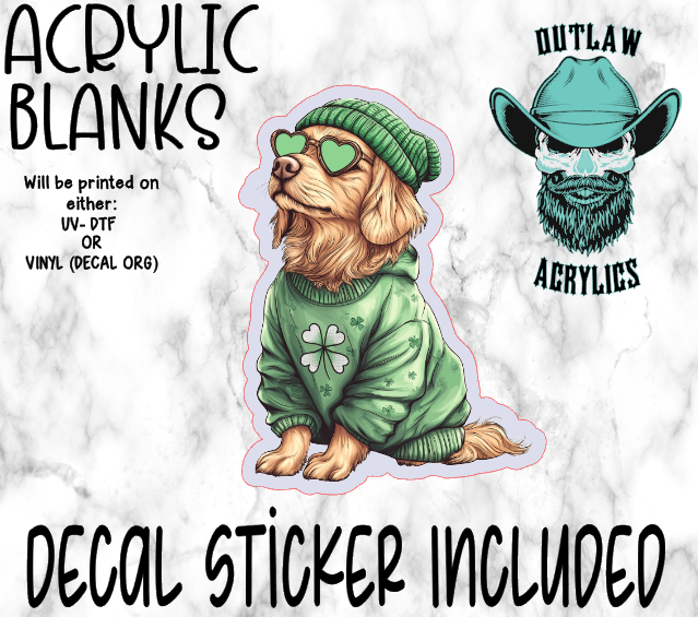 St Patrick Golden Retriever Acrylic & Decal Set