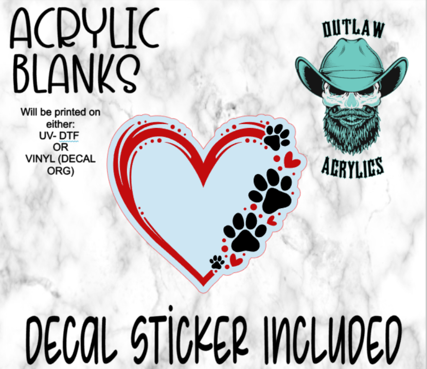 Paw Heart Acrylic & Decal Set