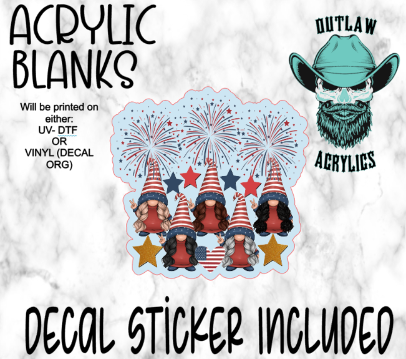 Peace Gnome Girls Acrylic & Decal Set