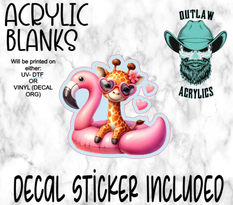 Giraffe Flamingo Tube Summer Acrylic & Decal Set