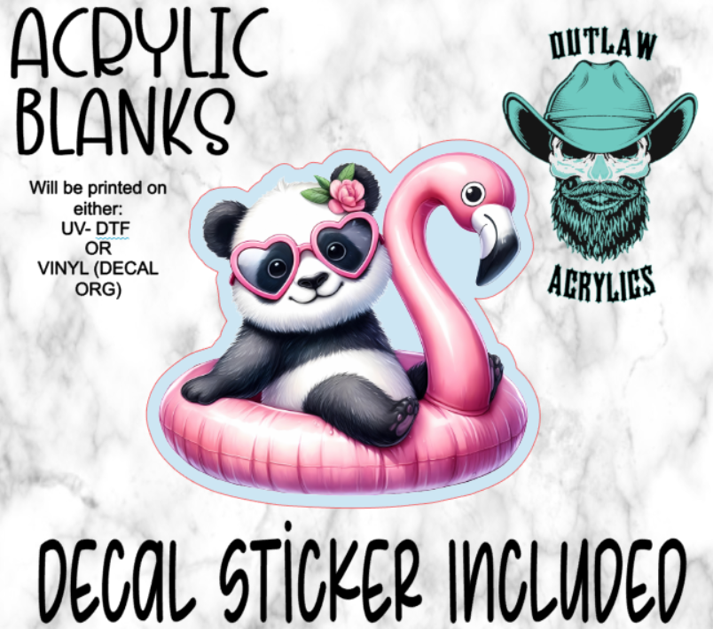 Panda Flamingo Tube Acrylic & Decal Set