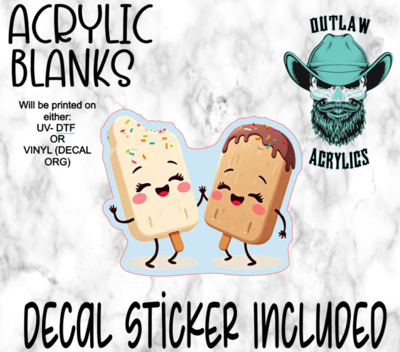 Kawaii Ice Cream Friends Acrylic & Decal Set