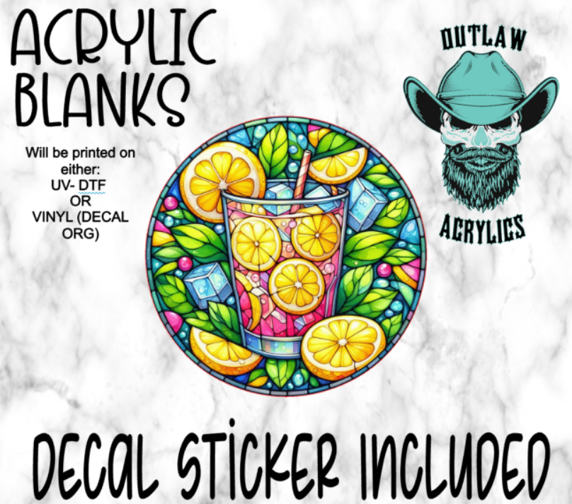 Pink Lemonade Stained Glass Acrylic & Decal Set