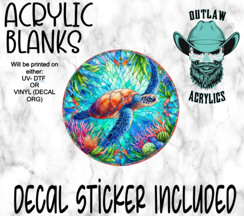 Ocean Turtle Stained Glass Acrylic & Decal Set