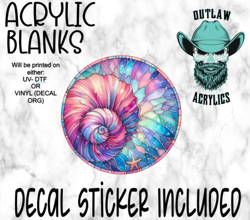 Pink Blue Snail Shell Stained Glass Acrylic & Decal Set
