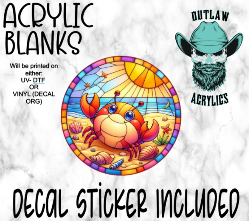 Beach Crab Stained Glass Acrylic & Decal Set
