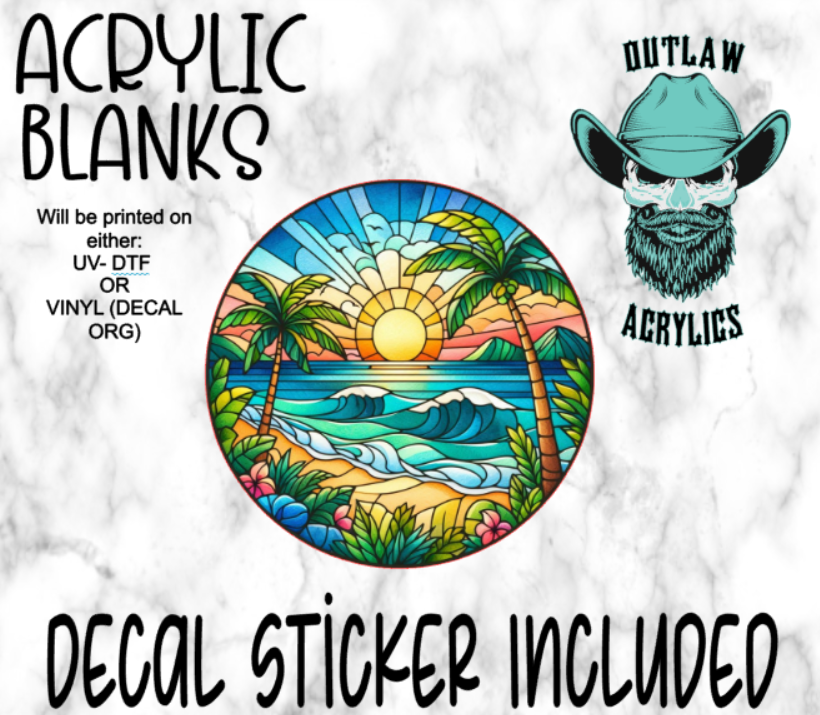 Beach Vibes Stained Glass Acrylic & Decal Set