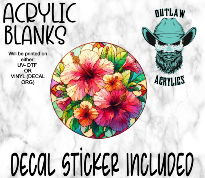 Hibiscus Stained Glass Acrylic & Decal Set