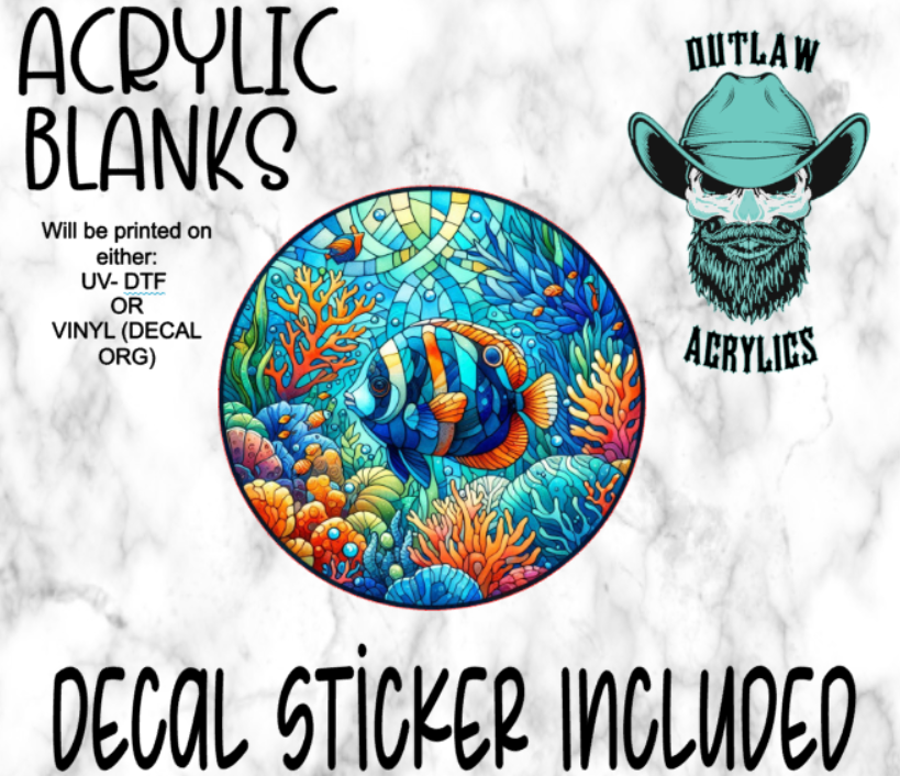 Ocean Fish Stained Glass Acrylic & Decal Set