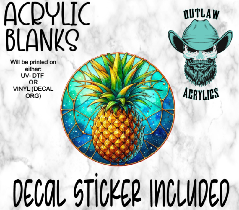 Pineapple Stained Glass Acrylic & Decal Set