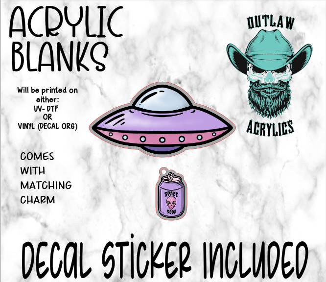 Ufo Acrylic & Decal Set WITH MATCHING CHARM