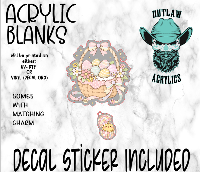 Easter Egg Bunny Basket Acrylic & Decal Set WITH MATCHING CHARM