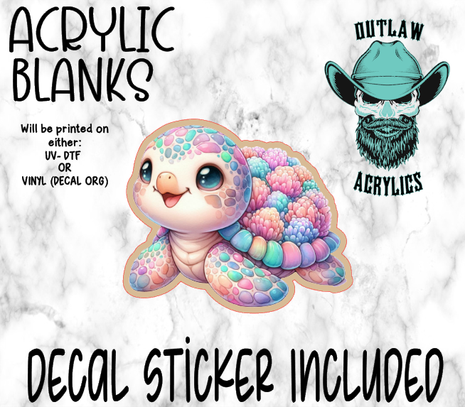 Pastel Turtle Acrylic & Decal Set