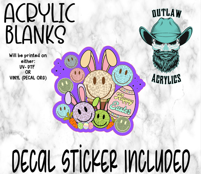 Smiley Easter Faces Acrylic & Decal Set