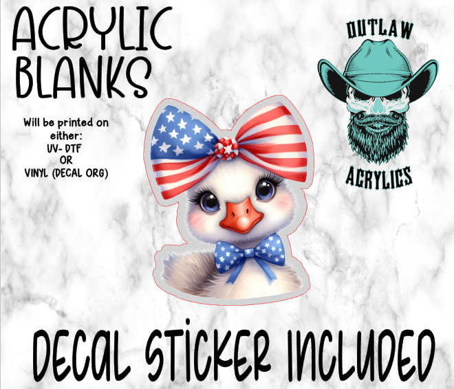 Patriotic Bow Duck Acrylic & Decal Set