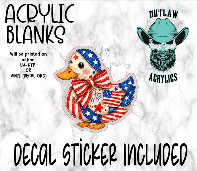 Patchwork Patriotic Duck Acrylic & Decal Set