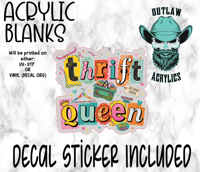 Thrift Queen Acrylic & Decal Set
